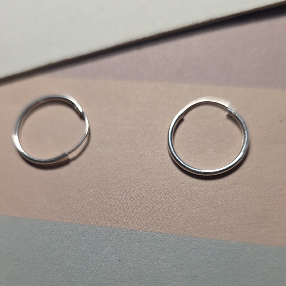 Jewelry - Designer Inspired Solid 925 Sterling Silver 40mm Medium clasp-less Hoop Earrings